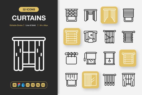 Curtains Icons: Clean, Versatile Icon Set for Every Project