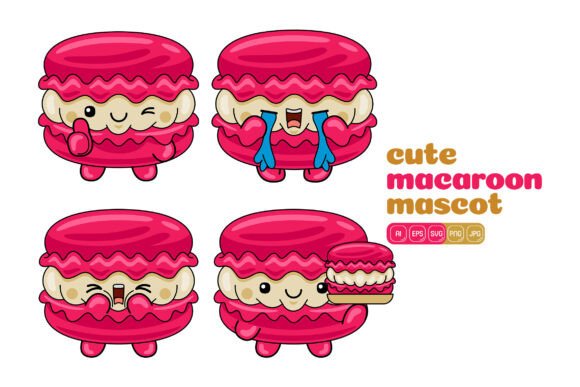 Cute Macaroon Mascot Vector Pack 04
