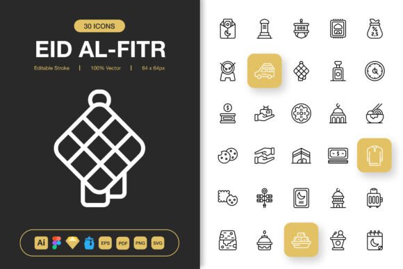 Eid Al-Fitr Icons Pack: Bridging Cultural Tradition and Modern Minimalist Design