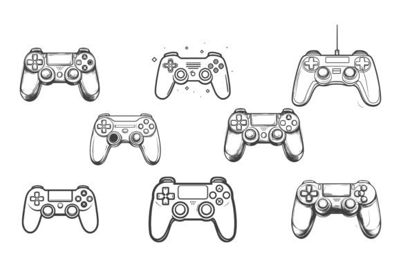 Game Controller Silhouette Outline Vector Set Explained
