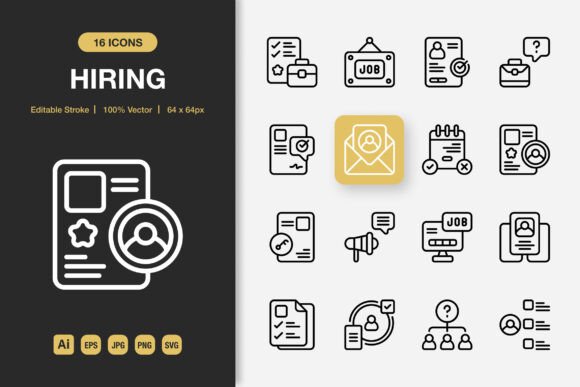 Hiring Outline Icons: Clean Minimal Design for Any Project