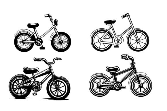 Set of Riding Bike: Versatile AI EPS Illustrations