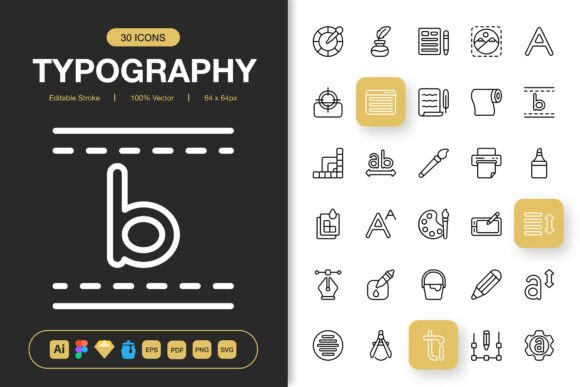 Typography Icons Pack for Flawless Modern Design